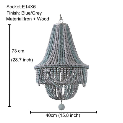 French Country white wood Bead Chandelier dining room bedroom princess Decorative chandelier 3/5 lights hanging light fixture