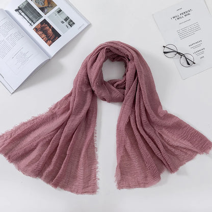 2026 Muslim Fashion Women Crinkle Hijab Scarf Soft Solid Head Scarves Turban Shawls and Wraps Hijab femme musulman kopftuch