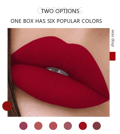 6Pcs/Box Makeup Lipstick Liquid Set Velvet Matte Gloss Lip Red Lipstick Nude Women Long Lasting Waterproof Beauty Cosmetic Kit