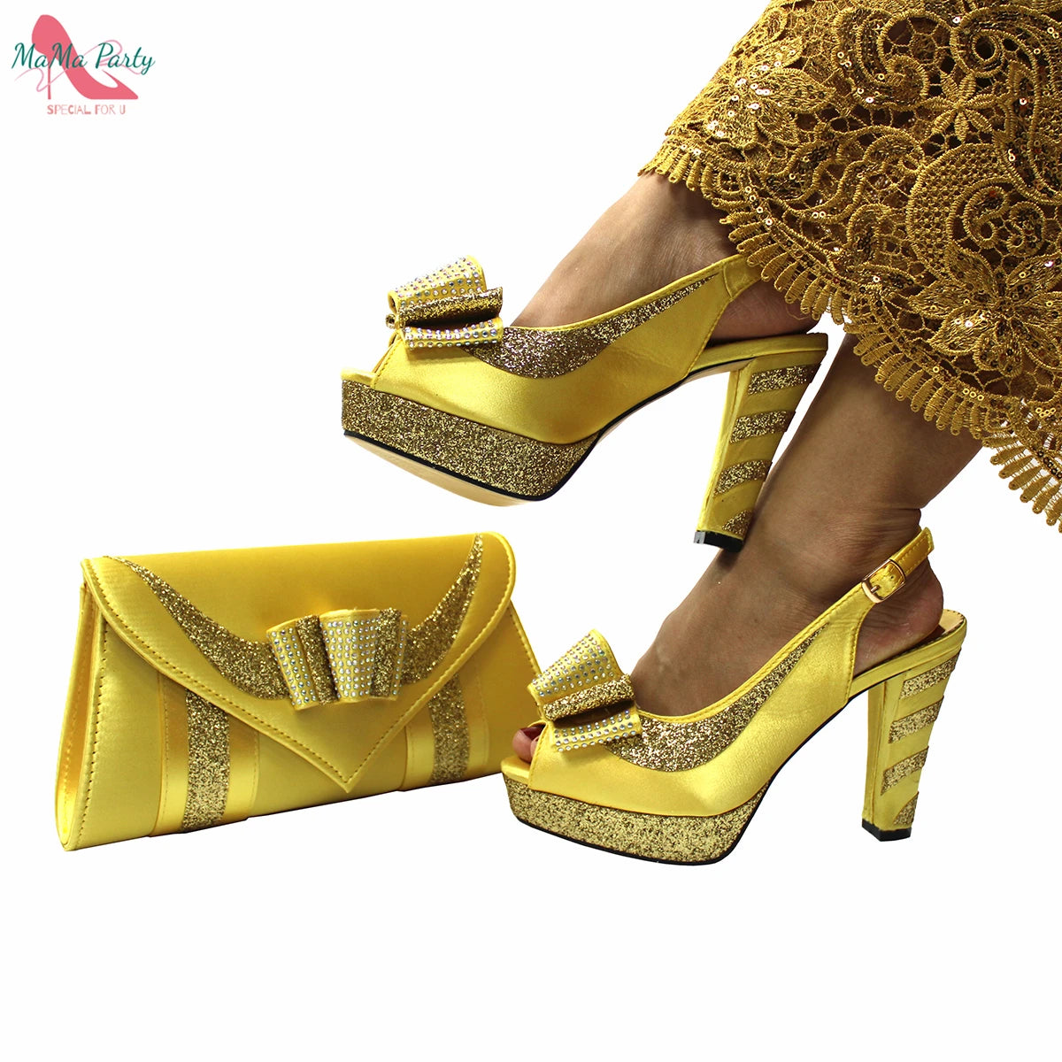2024 High Quality Fashion Nigerian Women Shoes Matching Bag Set in Royal Blue Color Specials Design with Appliques for Party