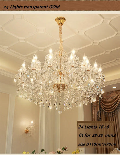Modern European Style Gold/Silver Clear Crystal Chandelier K9 Hanging Light Fixture Clear Crystal Home Lighting Decor