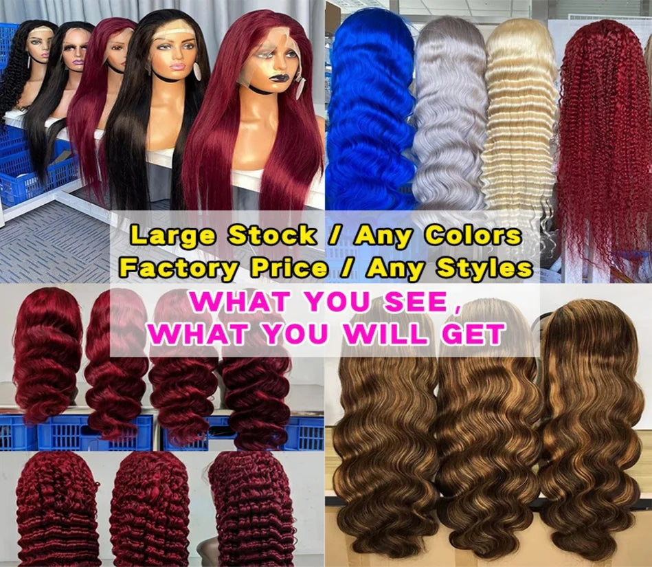 Ombre Light Blue and Blue Lace Front Wigs Human Hair for Women 13x4 Transparent Lace Body Wave 180% Density Human Hair Wigs 100%