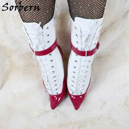 Sorbern Sexy Lockable Ankle Boots For Women Ballet High Heel Stilettos With Chains Sm Shoes Crossdresser Custom Colors
