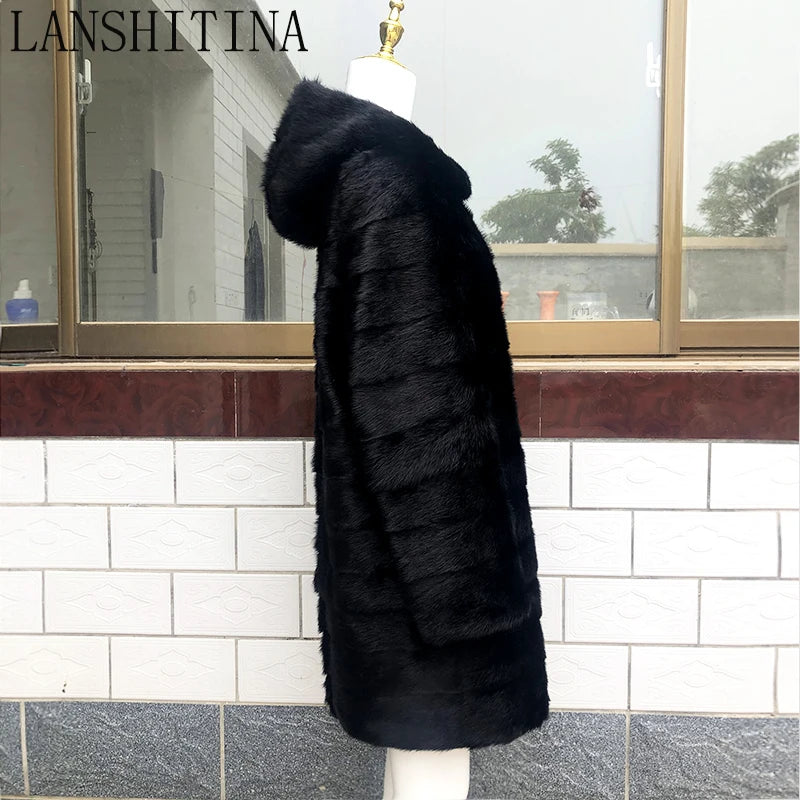 High Quality 100% Real Mink Fur Coat Removable Sleeves And Bottom Winter Genuine Leather Coat And Jacket Natural Fur Coat