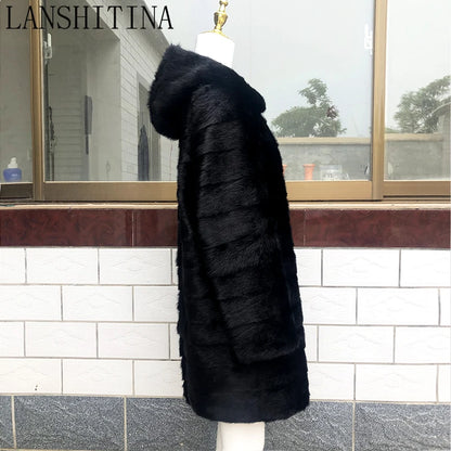 High Quality 100% Real Mink Fur Coat Removable Sleeves And Bottom Winter Genuine Leather Coat And Jacket Natural Fur Coat