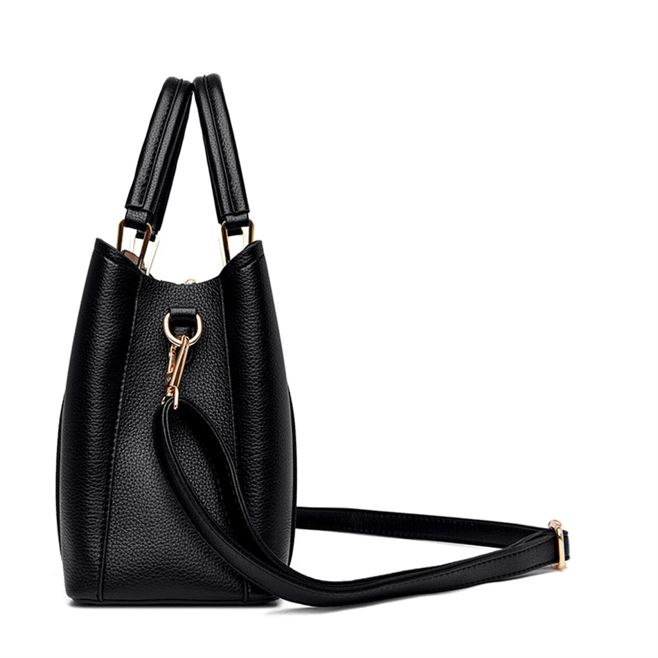 Casual Tote Women's Soft Leather Handbag Luxury Designer 3 Layers Shoulder Crossbody Bag Lady Large Capacity Shopper Sac A Main
