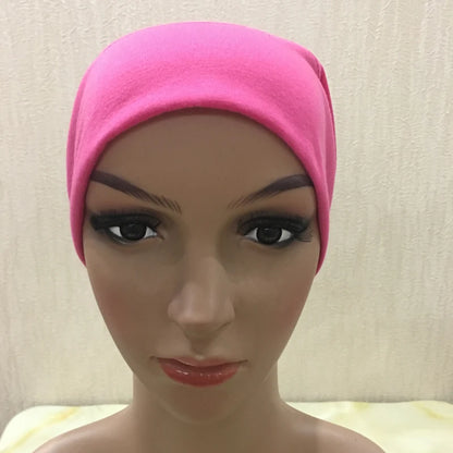 H065 plain tube hats Muslim Turban Pure Color Stretch Inner Hijabs For Caps Ready To Wear Women Head Scarf Under Hijab Bonnet