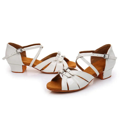 Children Dance Shoes for Girls Women Ballroom Latin Shoes Ladies Modern Tango Dancing Performance Shoes Salsa Sandals 3.5CM Heel