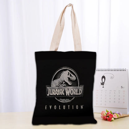Custom Jurassic Park Logo Tote Bag Reusable Women Canvas Shoulder Bag Handbag Shoulder Pouch Foldable Canvas Shopping Bags