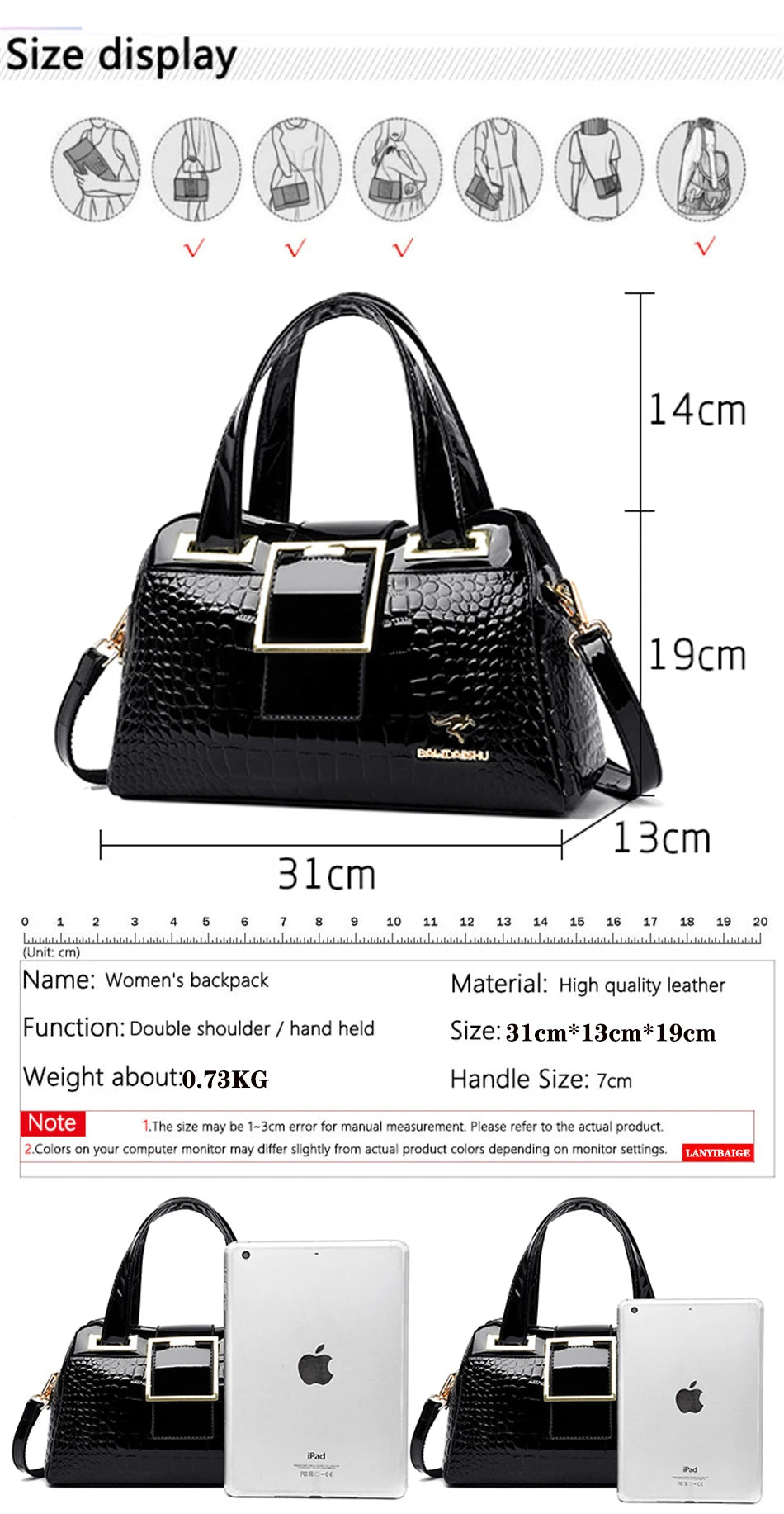 Luxury Designer Handbag Brand Crossbody Bags For Women 2024 New Crocodile Pattern Leather Shoulder Bags Casual Tote Bag Bolsos