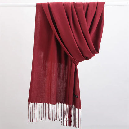 Fashion Solid Color 2023 Women Scarf Winter Hijabs Tessale Tassels Long Lady Shawls Cashmere Like Pashmina Hijabs Scarves Wraps