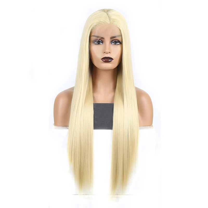 Charisma Blond Wigs Synthetic Lace Front Wig Long Silky Straight Lace Front Wig Heat Resistant Fiber Hair Cosplay Wigs For Women