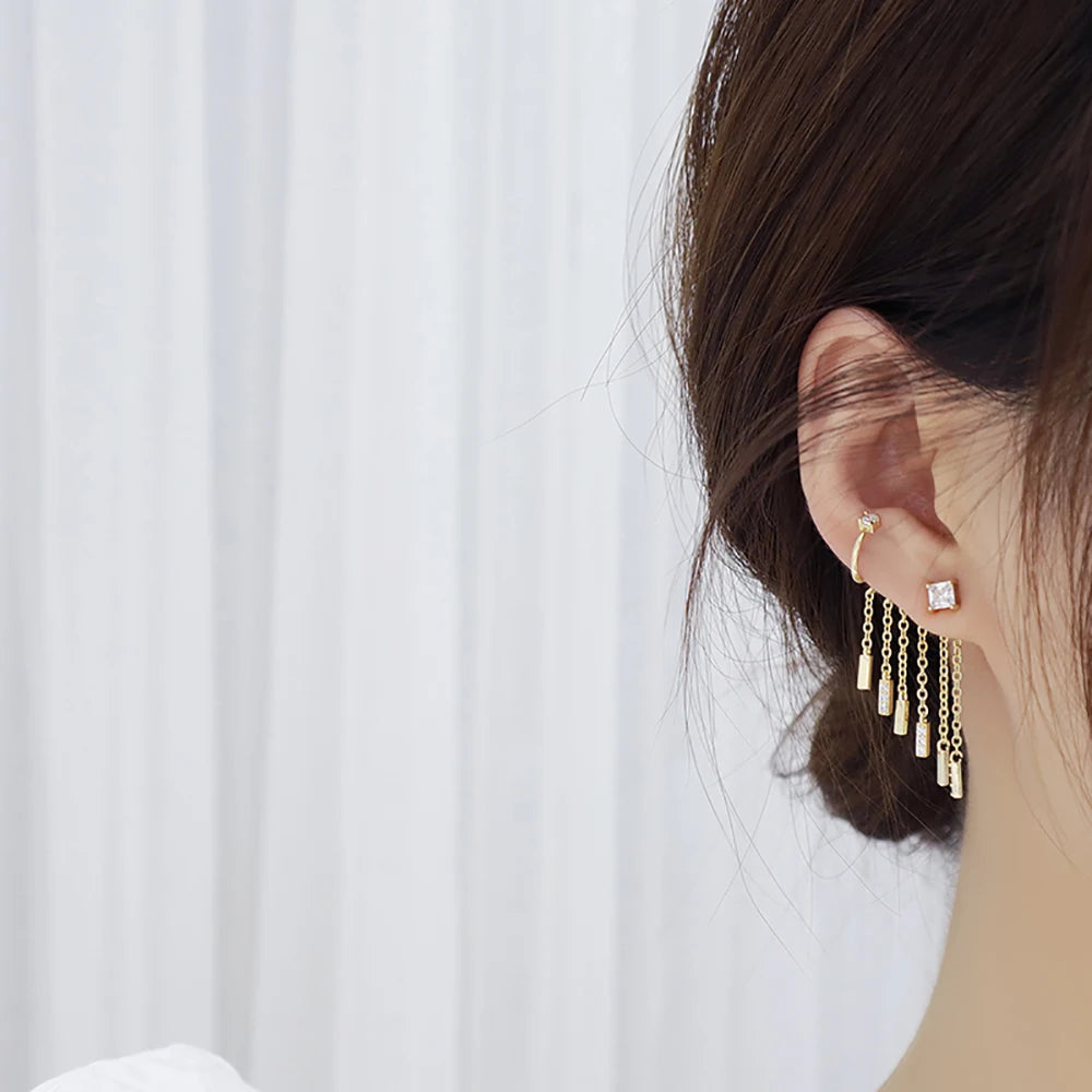 JUWANG Luxury Plated 14K Real Gold Leaves Earring Delicate Micro Inlaid Cubic Zircon CZ Stud Earrings Wedding Jewelry Pendant