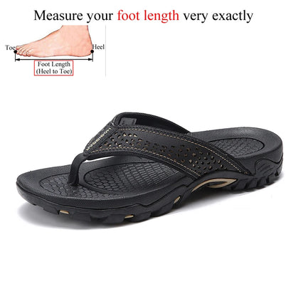 Summer Outside PU Leather Mens Flip Flops Slippers Outdoor Beach Shoes Flip Flop Plus Big Size 49 50 51 52 Hot Sale Dropshipping