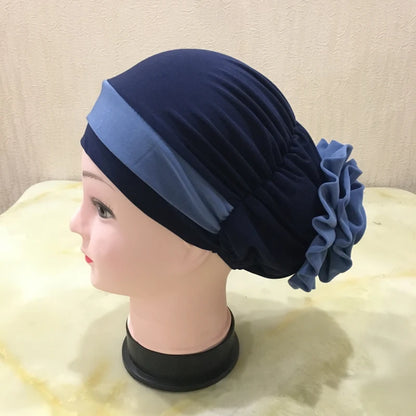 H133 Forehead two colors Turban hijab Stretch Inner Hijabs Full cover Caps Ready To Wear Women Head Scarf Under Hijab Bo