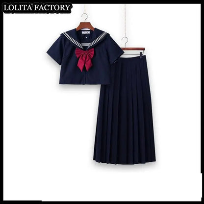 Dark magic  JK sailor suit women's orthodox 80cm long skirt middle suit Japanese sailor's uniform academic school uniform