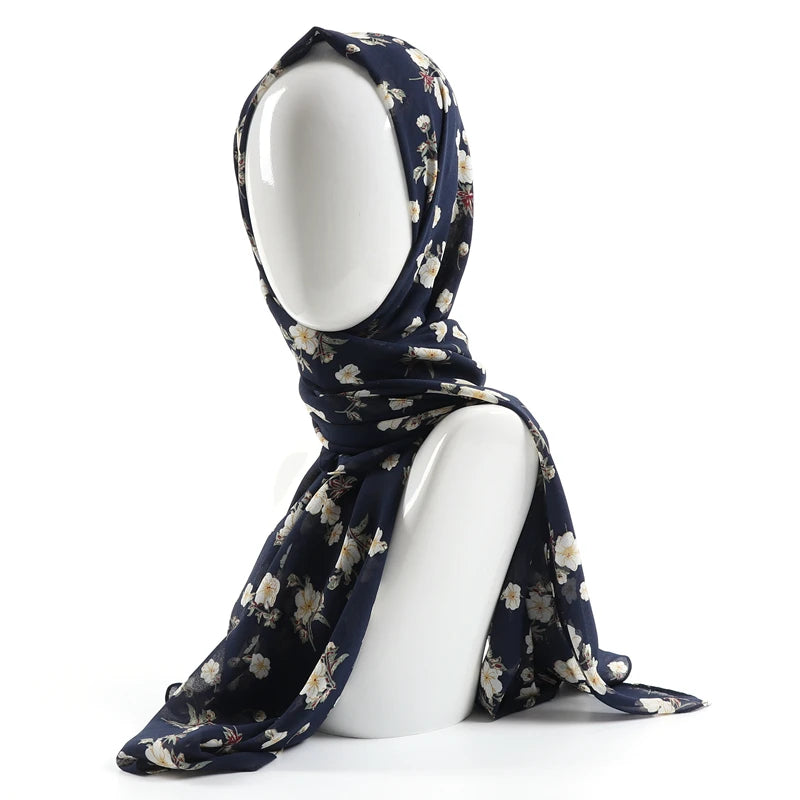 70*180cm Women Printed Soft Floral Muslim Chiffon Hijab Head Scarf Wraps New Designs
