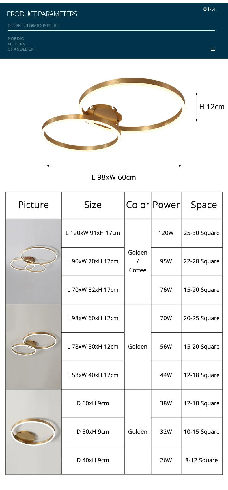 Nordic Creative Round Circle Chandeliers For Bedroom Living Room Restaurant Lighting Golden Coffee Lustre Ring Ceiling Lights
