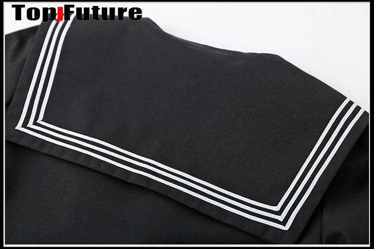 Basic JK uniform dress orthodox black Guanxi Lapel improved white three sailor suit Japanese summer student TOP SHIRT