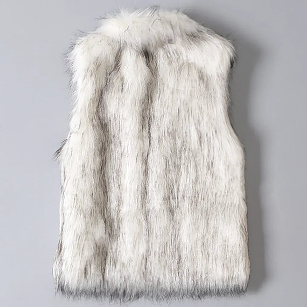 Faux Fur Vest Women Plus Size Furry Short Faux Fur Vests Coat Fur Gilet Fourrure Autumn Winter Overcoat Куртка Зимняя Женская
