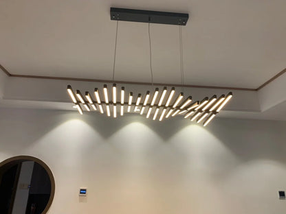 Modern LED Ceiling Chandelier Lights Nordic Luxury Pendant Lights for Living Dining Room Fish Bone Design Dimmable Hanging Lamp