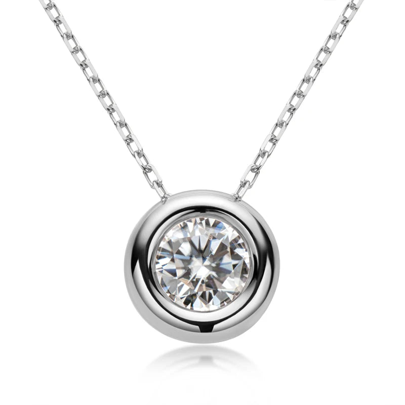 IOGOU Real D VVS1 Moissanite Neclaces 6.5mm Round Pendant for Women 100% Silver 925 Yellow Gold Color Fine Jewelry Wholesale