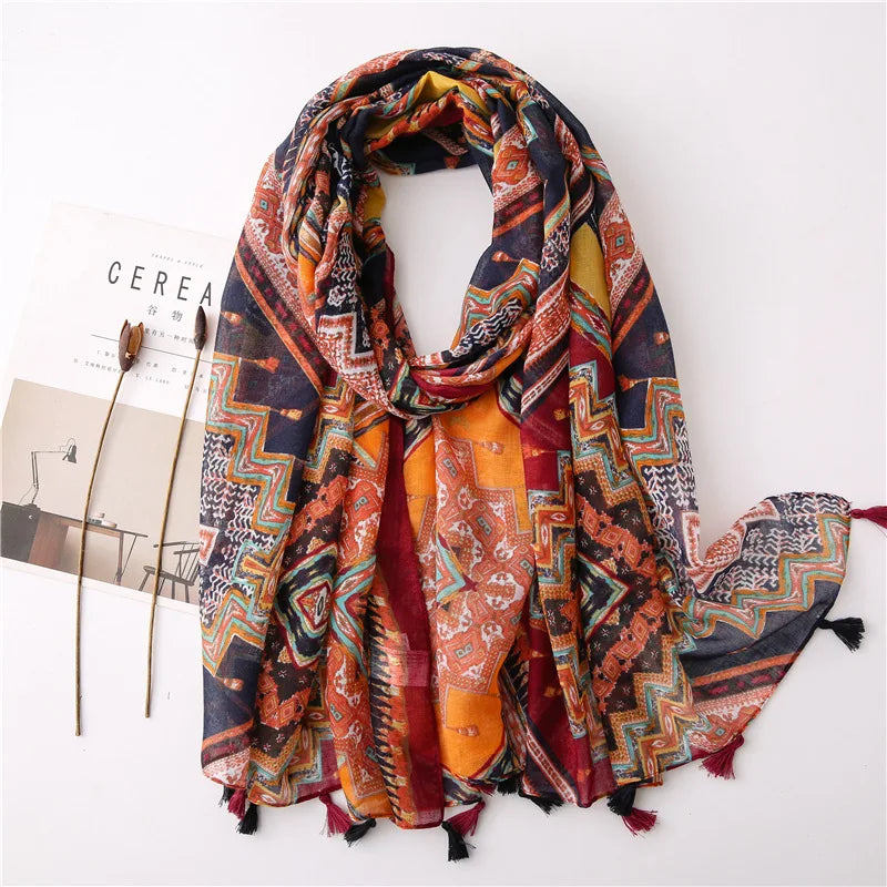 2020 New Fashion Print Summer Women cotton Scarf Polka Dot Beach Hijab Shawls and Wraps Female Foulard Echarpe Designer Bandana