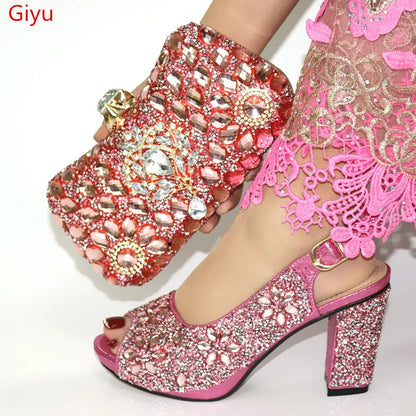 Doershow Women Shoes and Bags To Match Set Italy Party Pumps Italian Matching Shoe and Bag Set for Party shoes! 1-2