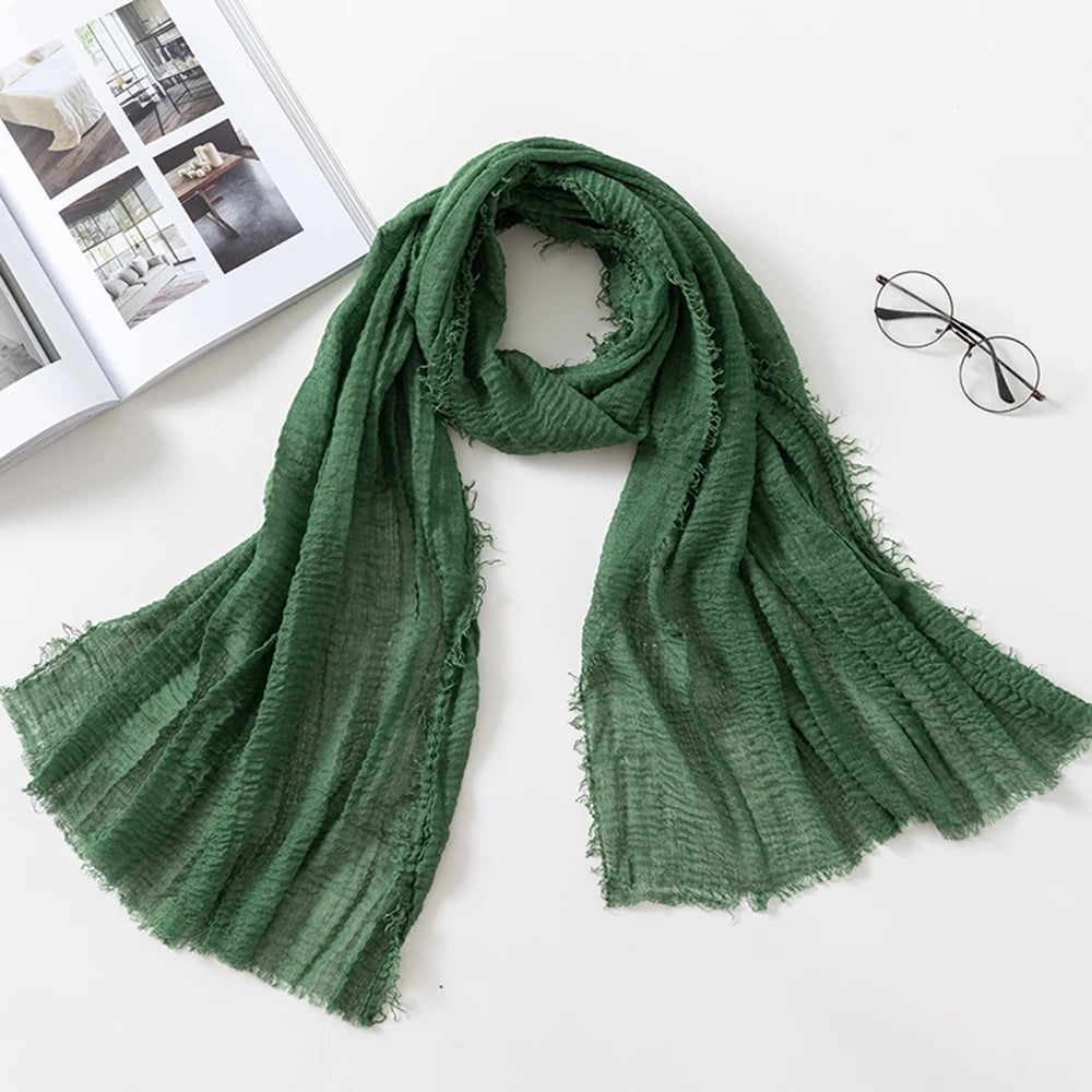 2026 Muslim Fashion Women Crinkle Hijab Scarf Soft Solid Head Scarves Turban Shawls and Wraps Hijab femme musulman kopftuch
