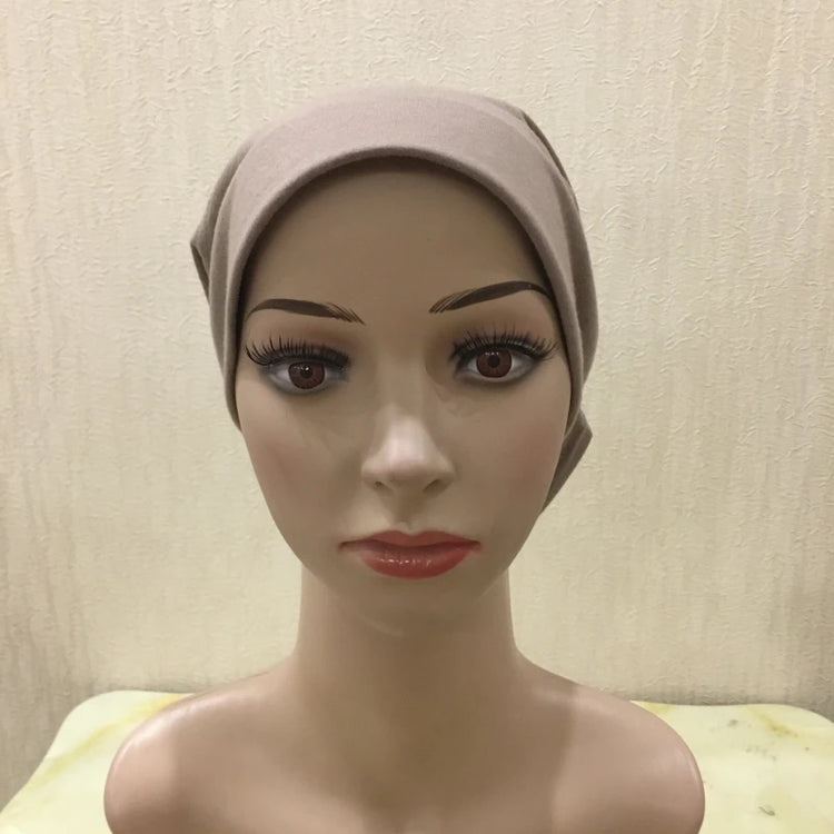 H066 Plain tube hat with cardboard underscarf Muslim Turban Pure Color Stretch Inner Hijabs Women Head Scarf Under Hijab Bonnet