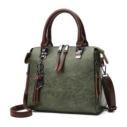 Yogodlns Vintage Cat Tassel Luxury Handbag Women Bags Double Zipper Crossbody Bags Shoulder Bag Casual Shell Tote Ladie