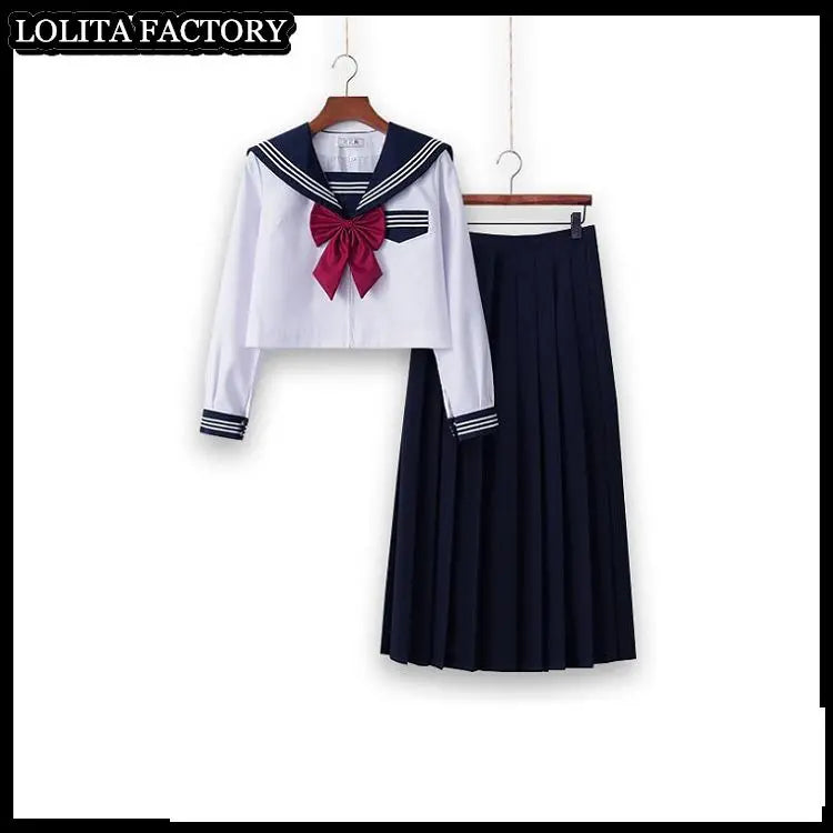 Dark magic  JK sailor suit women's orthodox 80cm long skirt middle suit Japanese sailor's uniform academic school uniform
