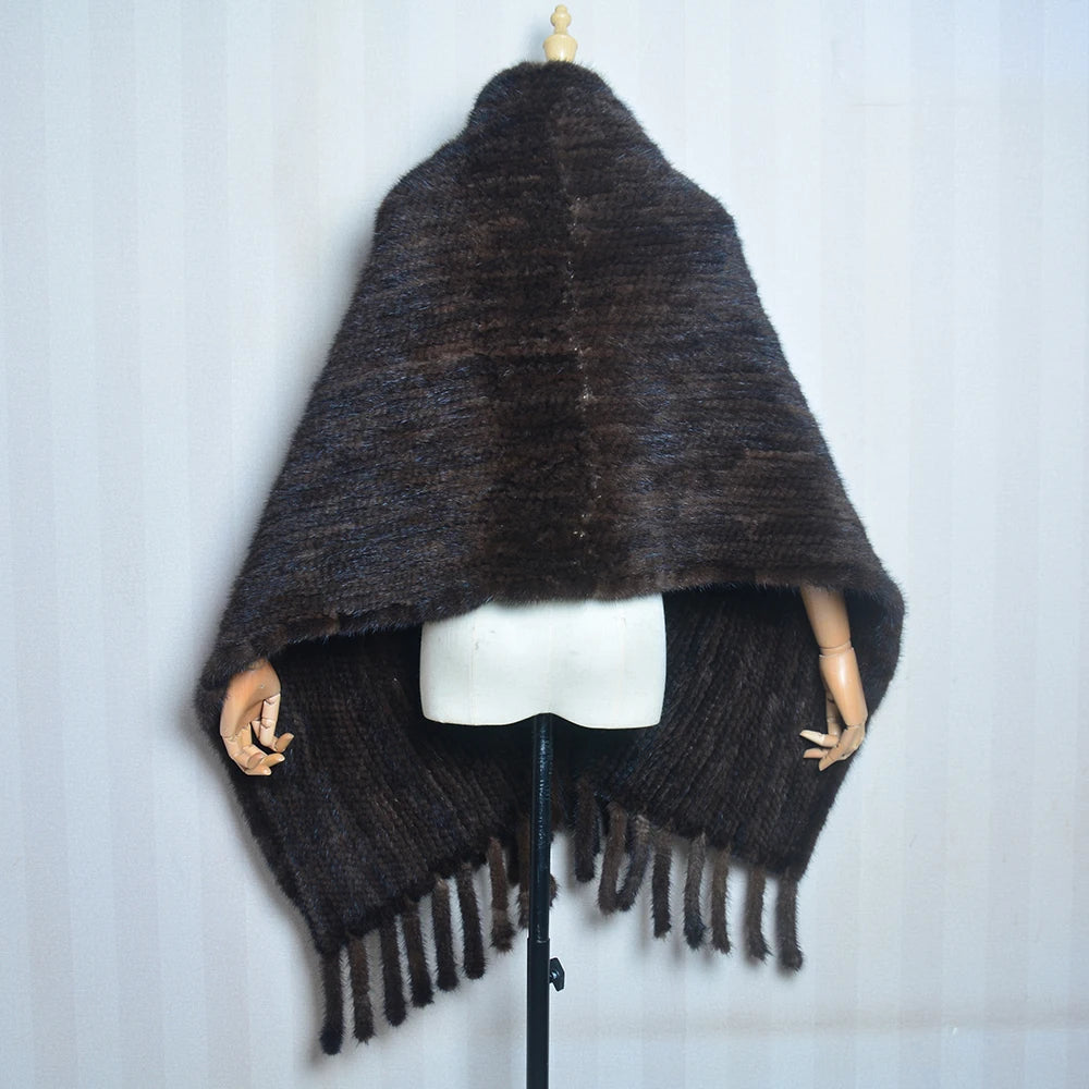 2026 Lady Luxury Authentic Mink Fur Shawl Scarf Winter 100%Natural Mink Fur Real Scarf Shawl Fashion Genuine Mink Fur Ponchos