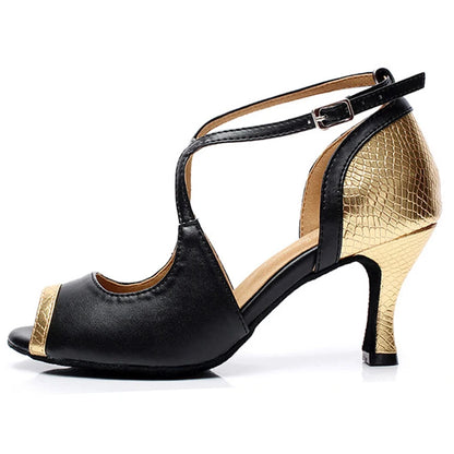 Latin Dance Shoes For Women Tango Salsa Dance Shoes for Girls High Heels 10cm Gold Red Summer Sandals for Women Dance Shoes