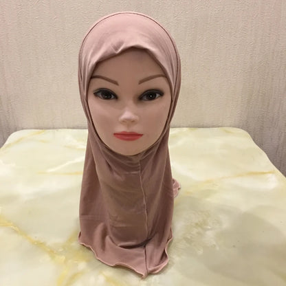 H061 Beautiful plain small girl hijab simple cute hijab hats women's caps can fit 2-6 years old girls