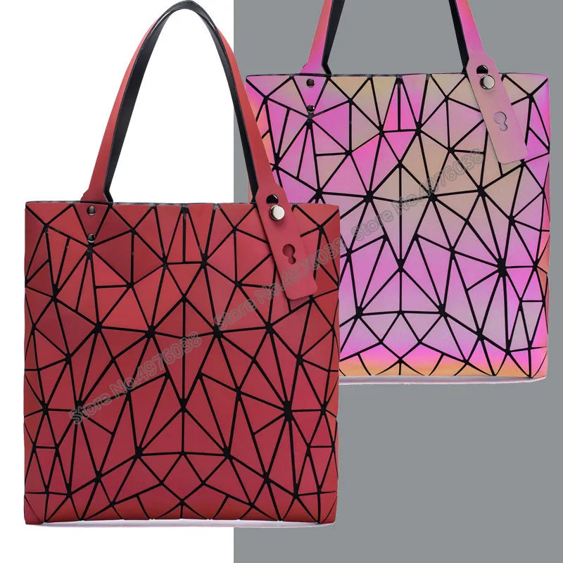 Luminous Bag Reflective Geometric Bags for Women 2024 Quilted Shoulder Bags Totes Female Handbags Bolsa Feminina Sac À Main
