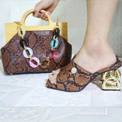 Doershow new come Matching Women Shoe and Bag Set Decorated green Nigerian Shoes and Bag Set Italy Shoes and Bag set 31-13