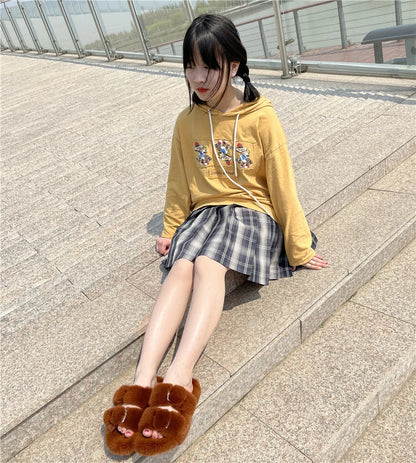 Slippers Ladies Summer Fluffy Mink Fur Slippers 100% Mink Fur Slippers Ladies Sandals 2021 Home Slippers Girls Outdoor Slippers