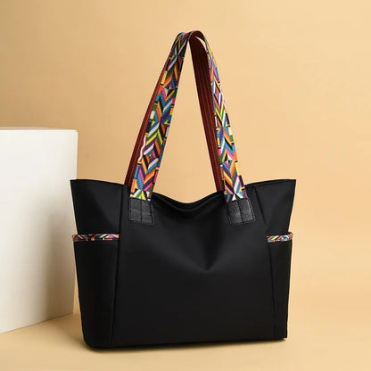 aliwood New Large Capacity Nylon Women Shoulder Bags Simple Colorful Shoulder Strap Waterproof Casual Tote Shopping Bag Handbags
