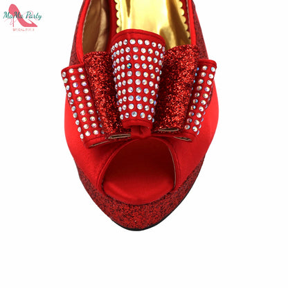 2024 High Quality Fashion Nigerian Women Shoes Matching Bag Set in Royal Blue Color Specials Design with Appliques for Party