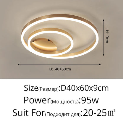 Nordic Creative Round Circle Chandeliers For Bedroom Living Room Restaurant Lighting Golden Coffee Lustre Ring Ceiling Lights