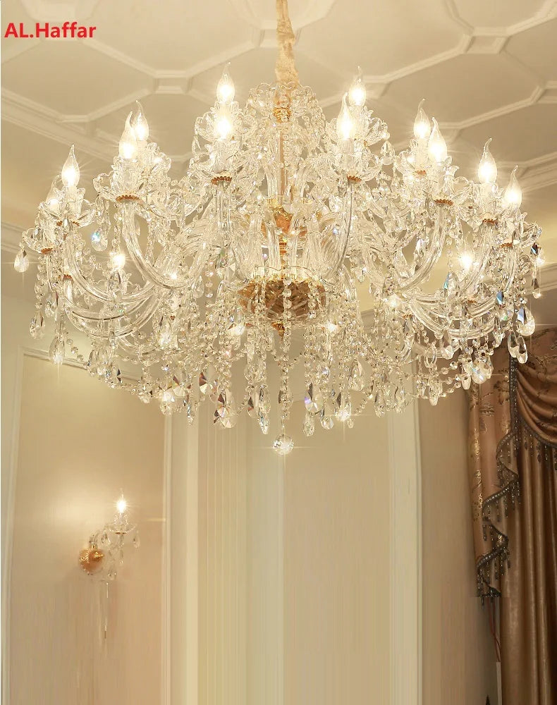 Modern European Style Gold/Silver Clear Crystal Chandelier K9 Hanging Light Fixture Clear Crystal Home Lighting Decor