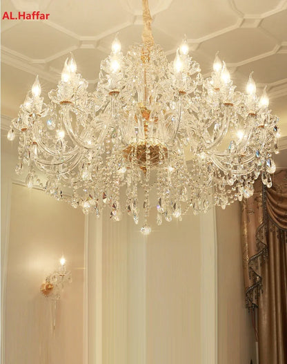 Modern European Style Gold/Silver Clear Crystal Chandelier K9 Hanging Light Fixture Clear Crystal Home Lighting Decor
