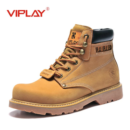Men  Boots  Leather Shoes Men Popular Comfy Spring Autumn  Shoes Working Ankle Boots  Waterproof Shoes Lovers Shoes Yellow Boots