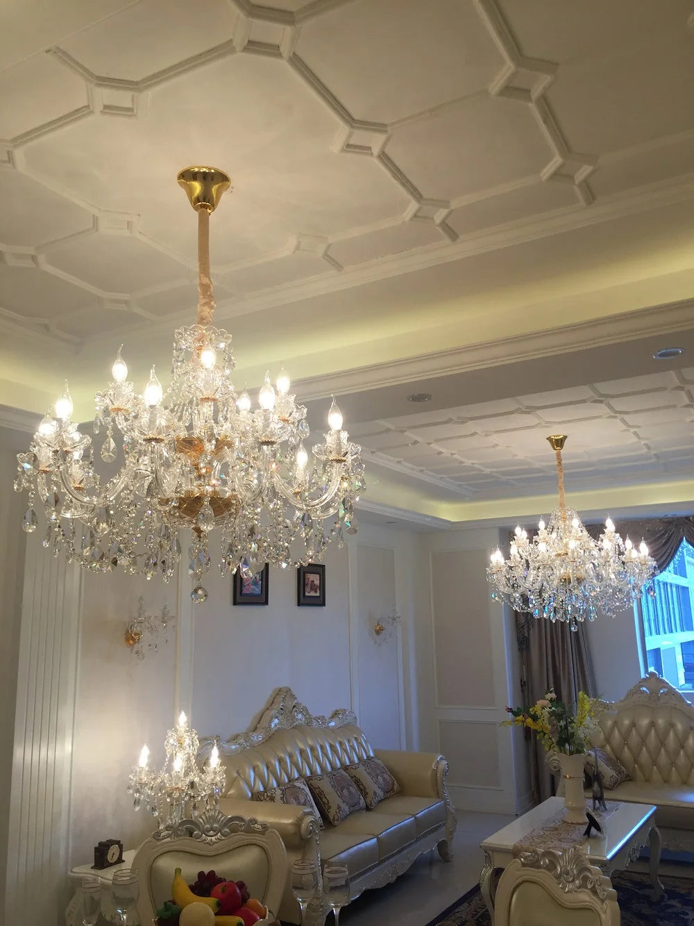Modern European Style Gold/Silver Clear Crystal Chandelier K9 Hanging Light Fixture Clear Crystal Home Lighting Decor