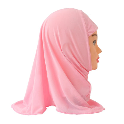H061 Beautiful plain small girl hijab simple cute hijab hats women's caps can fit 2-6 years old girls