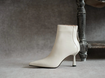 Krazing Pot Big Size 42 Cow Leather Pointed Toe High Heels Chic Design Concise Winter Spring Shoe Dress Warm Wedding Ankle Boots