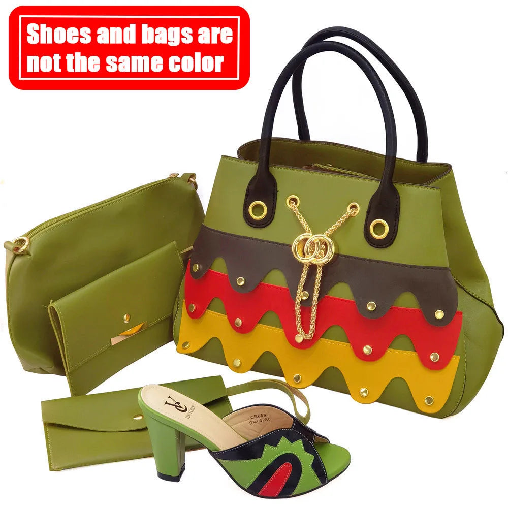 2023 Black Color Comfortable Heels Italian Lady Shoes with Matching Bag for African Women Shoes and Bag Set