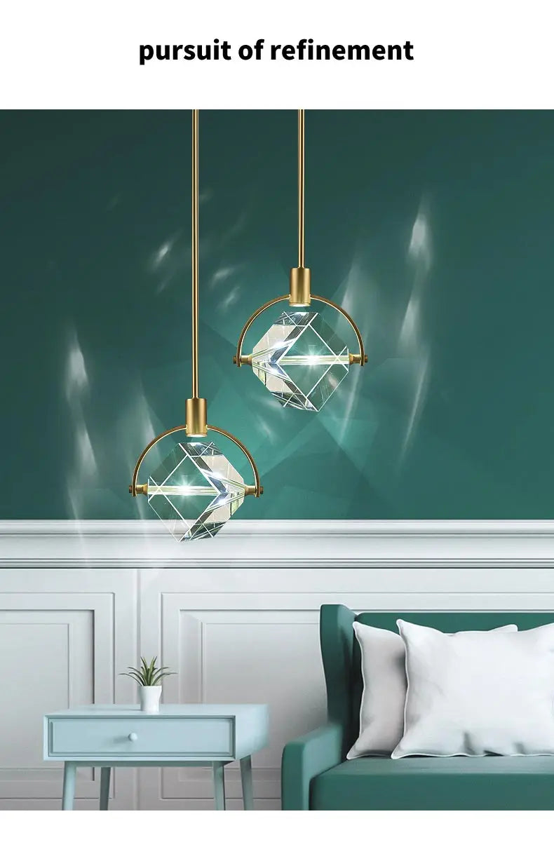 Crystal Led Pendant Lights Kitchen Fixture Suspension Bedside Hanging Lamp Nordic Loft Living Room Dining Room Indoor Home Decor