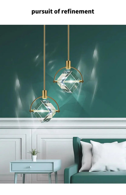 Crystal Led Pendant Lights Kitchen Fixture Suspension Bedside Hanging Lamp Nordic Loft Living Room Dining Room Indoor Home Decor
